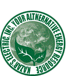 KATZAR Electric logo with green earth and leaf motifs, symbolizing alternative energy and sustainability.